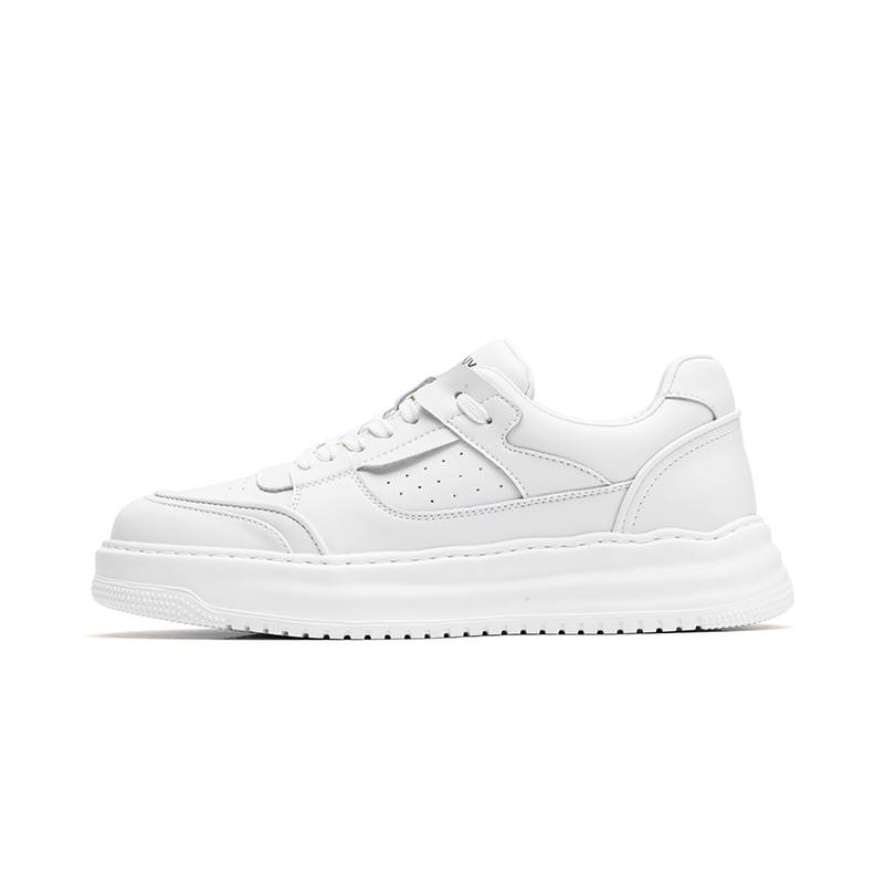 JOSINY Breathable, Abrasion Resistant, Cushioning, Height Increasing Low Top Skateboard Shoes Men's White