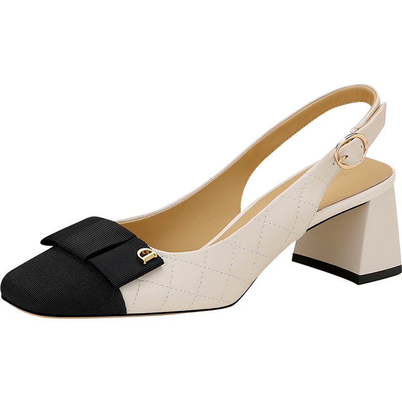 JESSICA SOPHIA Sheepskin Chunky Heel High Heels 5CM Women's
