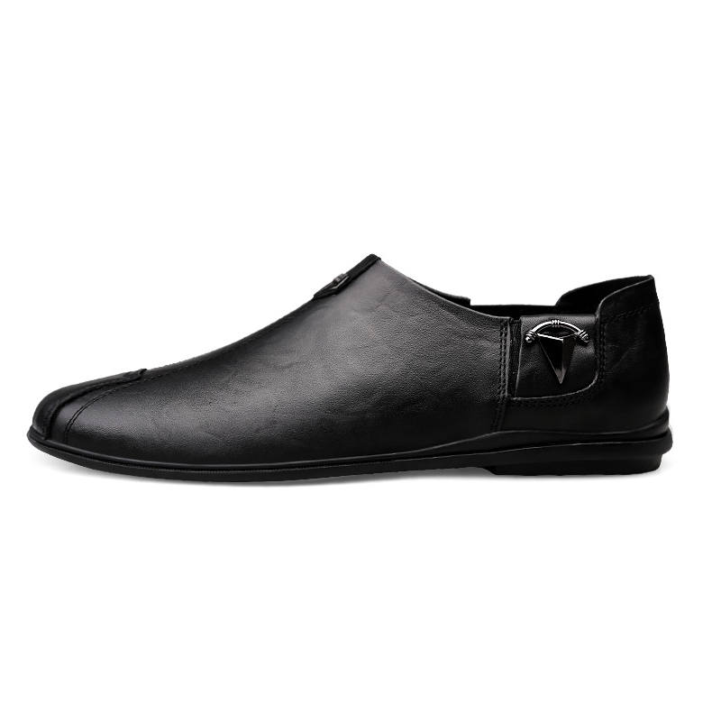 YINGLUNQISHI Top Grain Cow Leather Casual Shoes Men's Black