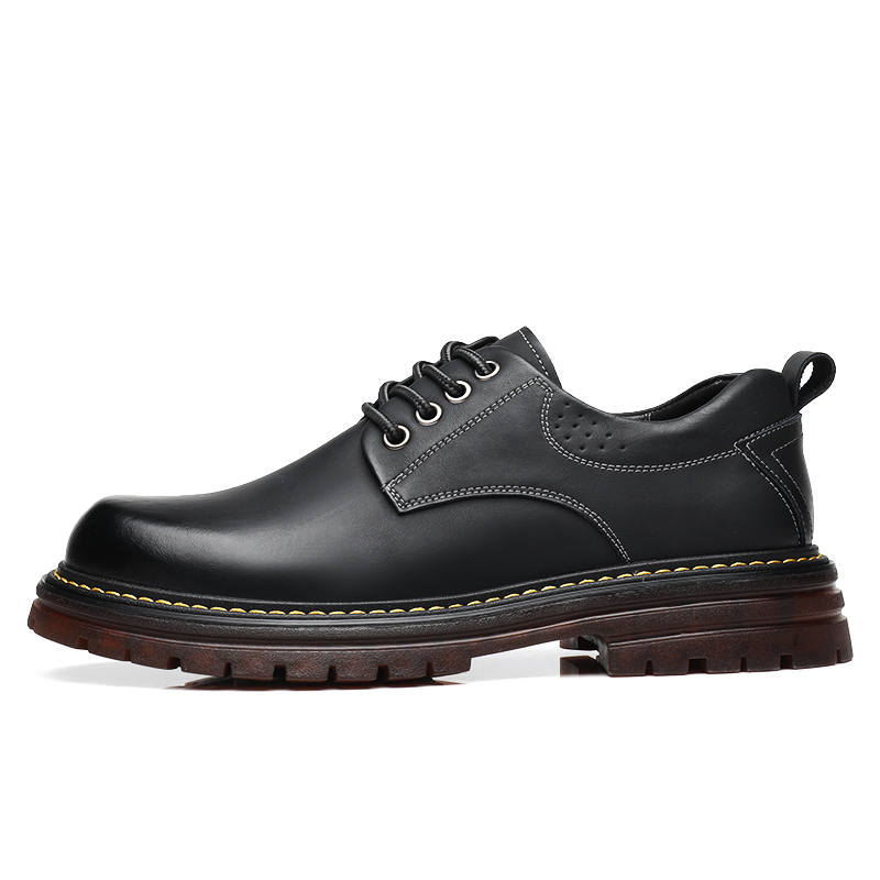 Shanpijiang Casual Leather Shoes Men's Low Top Black/Brown/Yellow