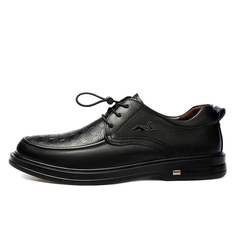 YINGLUNQISHI Top Grain Cow Leather Casual Shoes Men's Black