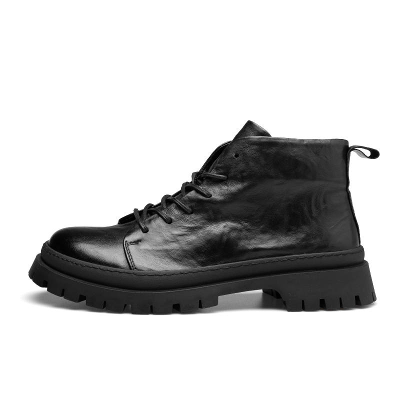 PARDASAUL PARDASAUL Cow Leather Short Mid Calf Combat Boots Men's Black