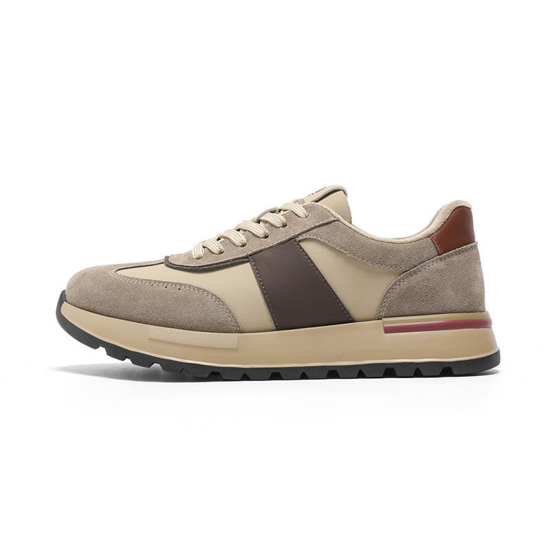 NAVIGARE Microfiber Leather Platform Fleece Lined Height Increasing Low top Casual Shoes Men's Dark Khaki
