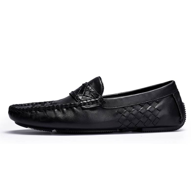 Brounvanm Top Grain Cow Leather Casual Shoes Men's Black