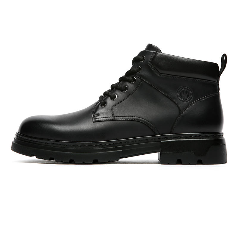 CROWN CROWN Cow Leather Combat Boots Men's Black