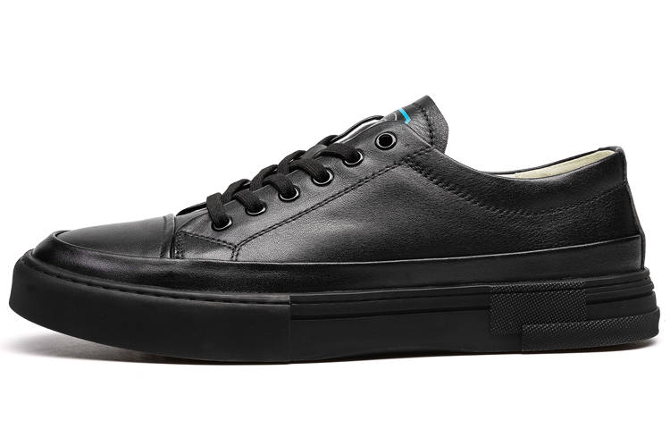 LEAVELAND Top Grain Cow Leather Skateboard Shoes Men's Black