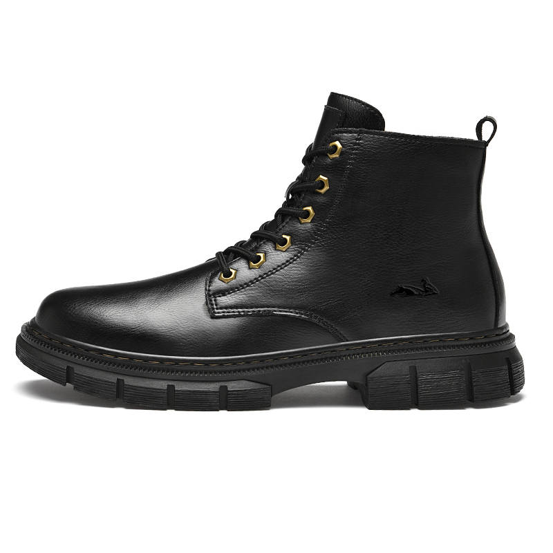 YINGLUNQISHI Cow Leather Thickened And Fleece Lined, High End, Elegant, Handcrafted, Fashionable Ankle Boots Men's
