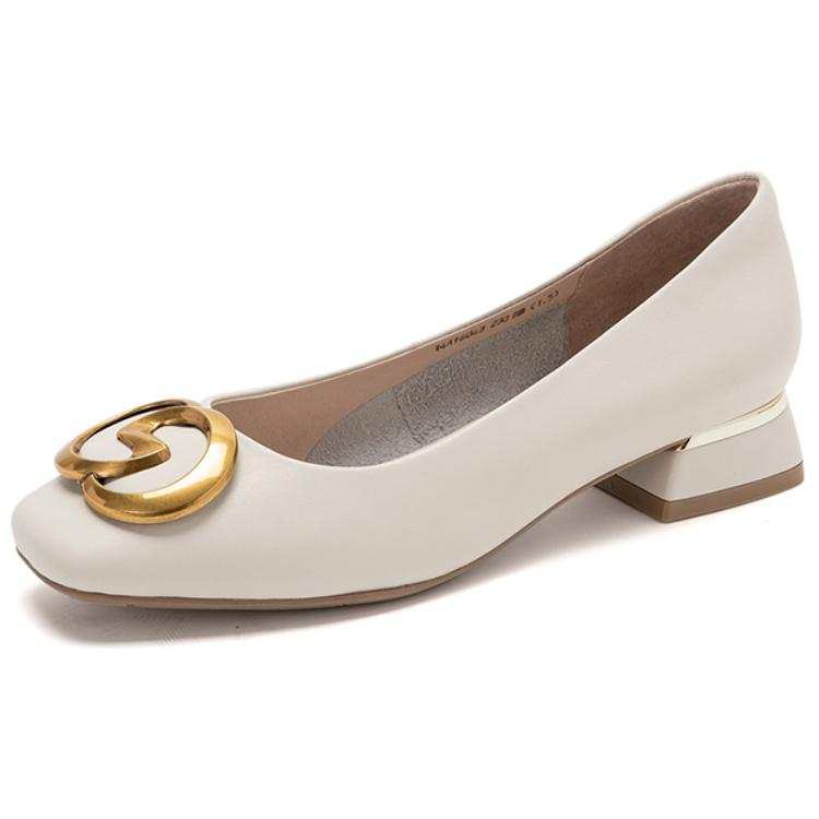 Satchi Cow Leather Casual Shoes 3cm Women's Ecru