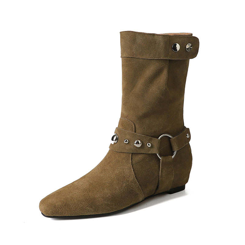 Echo&yolo Cow Suede Ankle Boots Women's