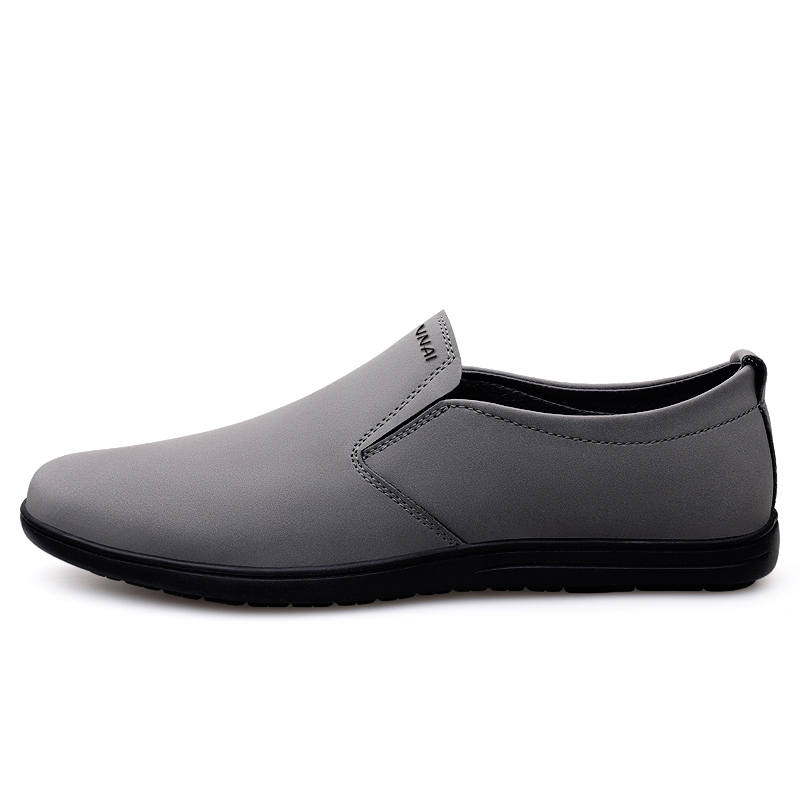 WENNAI Casual Leather Shoes Men's Low Top Gray
