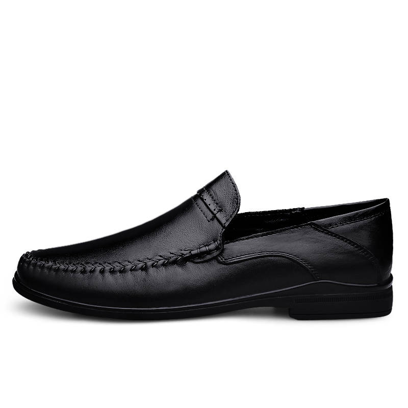 YINGLUNQISHI Top Grain Cow Leather Casual Shoes Men's Black
