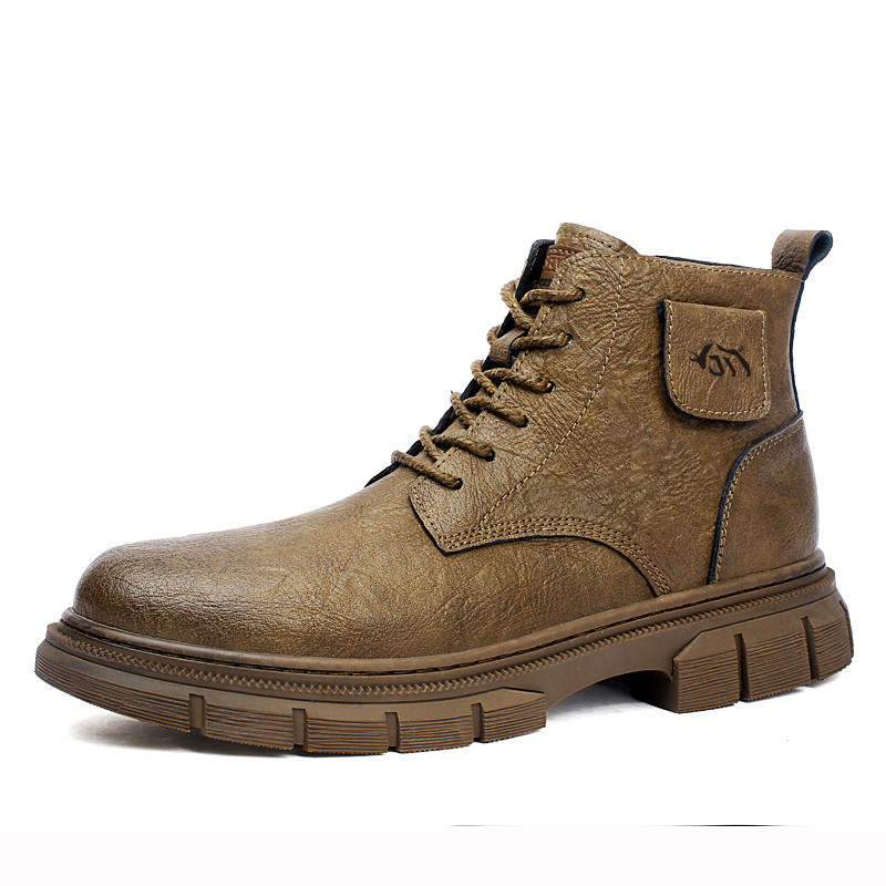 GONGNIULEITING GONGNIULEITING Cow Split Leather Crew Combat Boots Men's