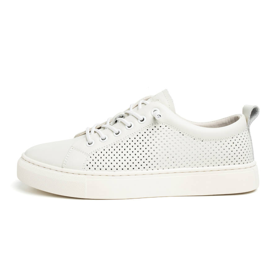 FED Top Grain Cow Leather Low top Skateboard Shoes Men's White