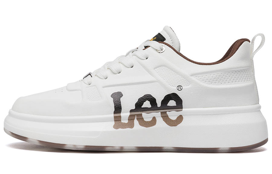 Lee White Sneakers Synthetic Leather Low top Skateboard Shoes Men's