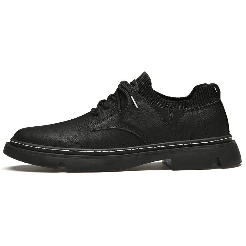XIMO BULL Casual Leather Shoes Men's Low Top Black/Khaki