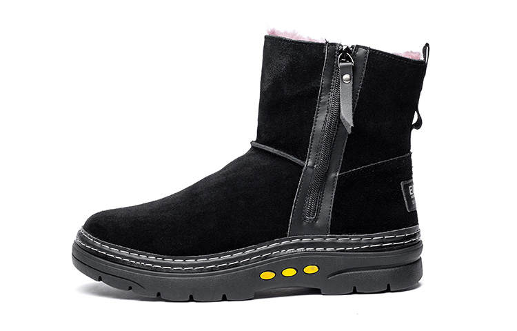 JOSINY Warm, Wear Resistant, Slip Resistant Coverage Short Snow Boots Men's Black
