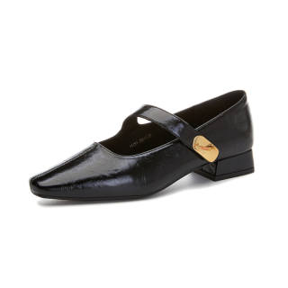 YOUYUSHI Pu Chunky Heel Mary Jane Shoes Women's