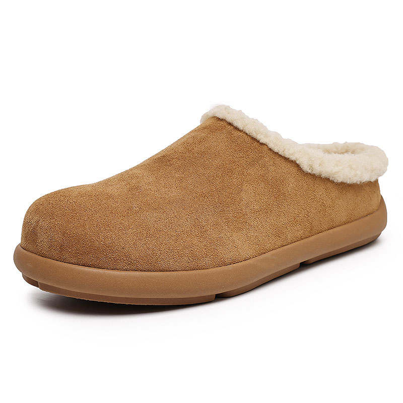 KAQIAODI Thickened And Fleece Lined, Vintage, Minimalist Style Closed Toe Slippers Unisex