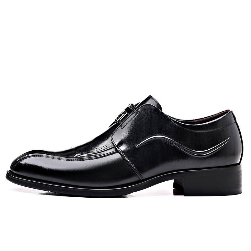 KACHILANG Cow Split Leather Dress Shoes Men's Black