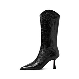 HAOYASENNU Leather Ankle Boots 7cm Women's