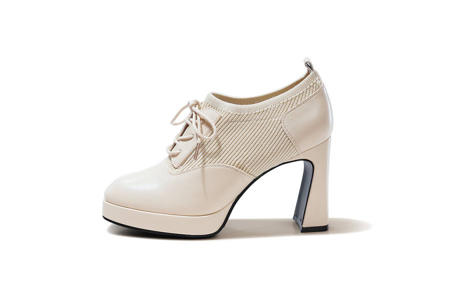 POOQ Pu Chunky Heel High Heels 9cm Women's