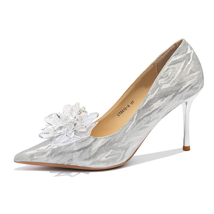 Ainer-cat Ainer cat Slim Heel High Heels 8cm Women's Silver