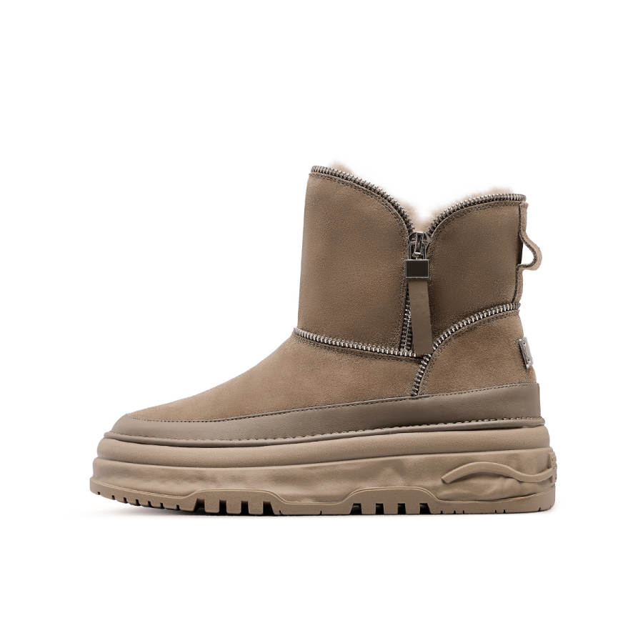 C°BANNER C°BANNER Cow Split Leather Fleece Lined Thermal, Versatile Casual, Platform Height Increasing Short Snow Boots Women's