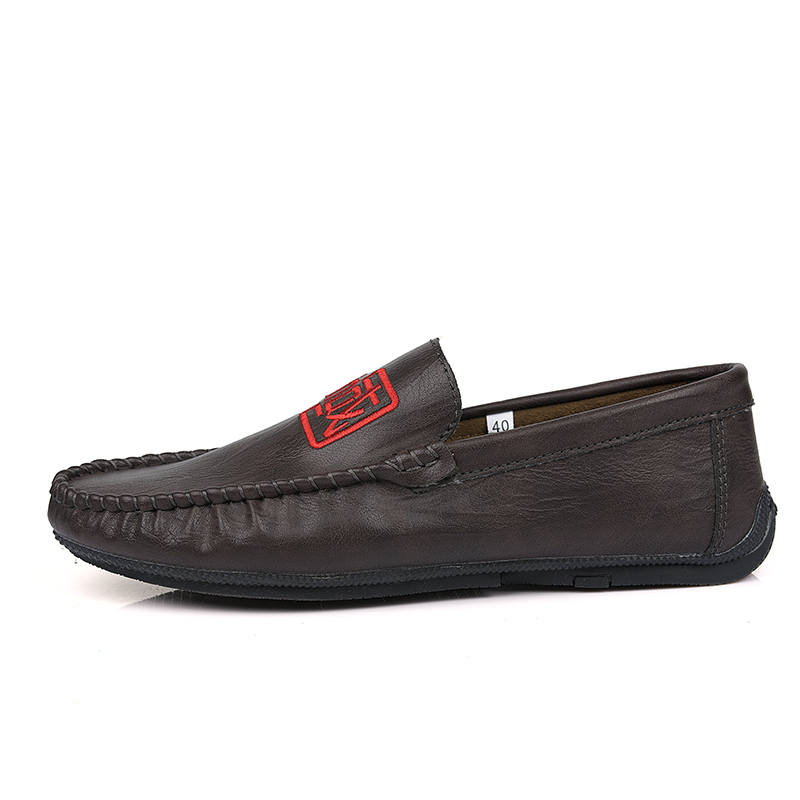 YINGLUNQISHI Cow Split Leather Casual Shoes Men's Gray