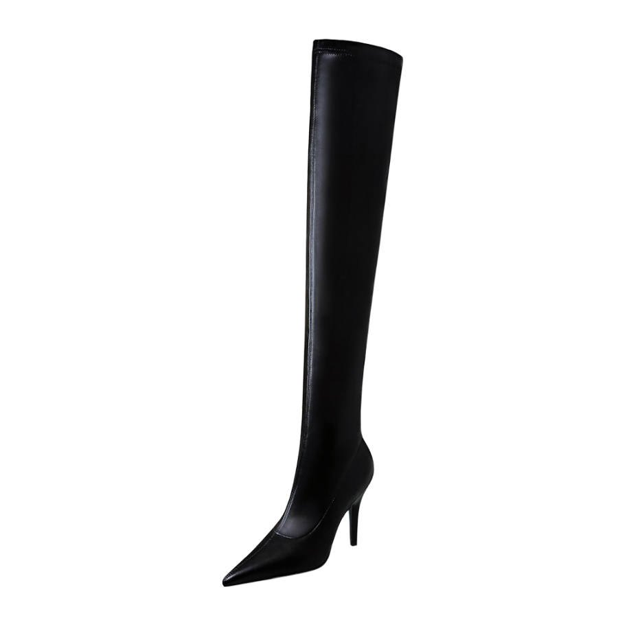 QITUMAUL Pu Over the knee Boots Women's Black