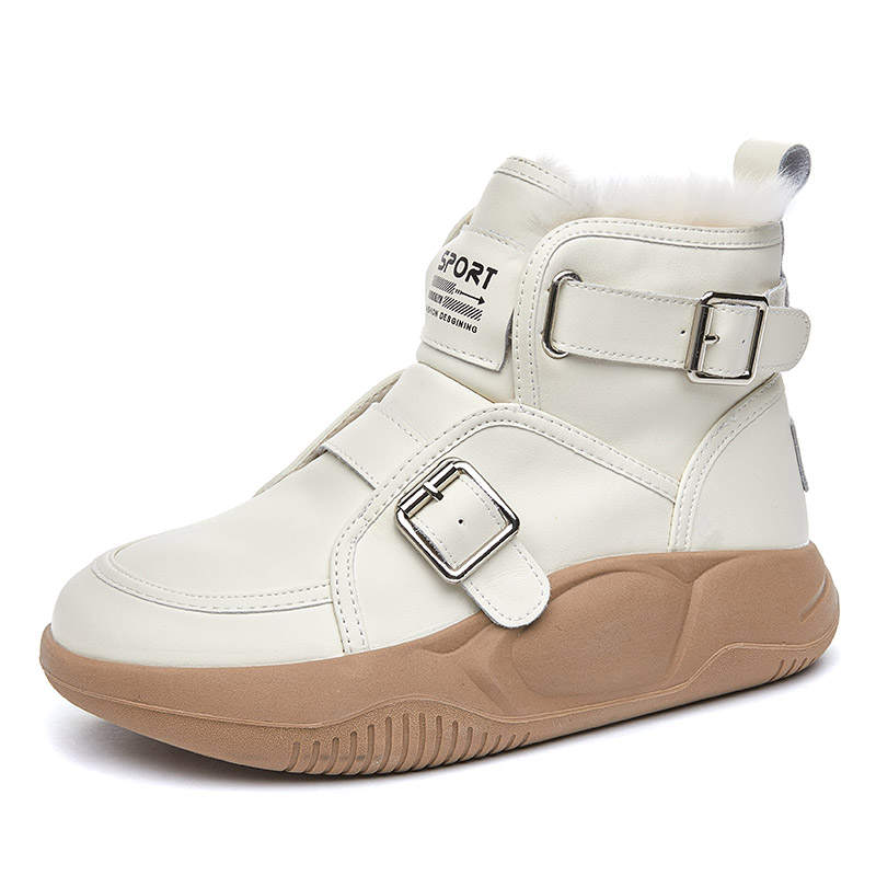 GONGNIUMEILI Pu Fleece Lined Insulated Shoes With Hidden Wedge Platform Snow Boots Women's