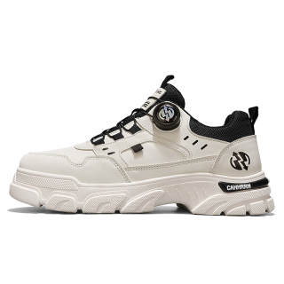 CAHHRRN Casual Shoes Men's Low Top Beige/Black/Yellow