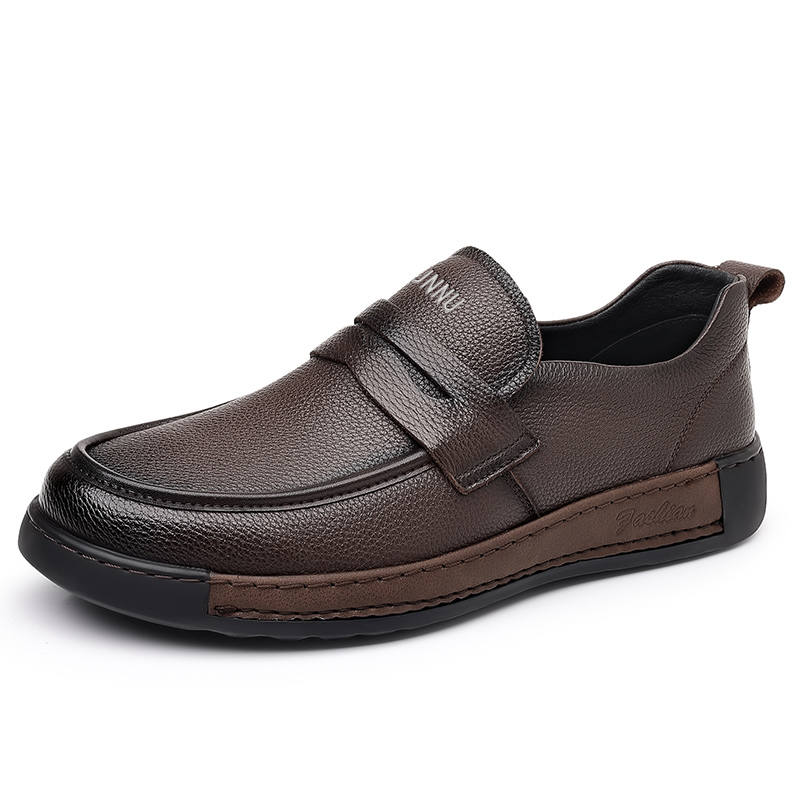 DUNNU Casual Leather Shoes Men's Low Top Black