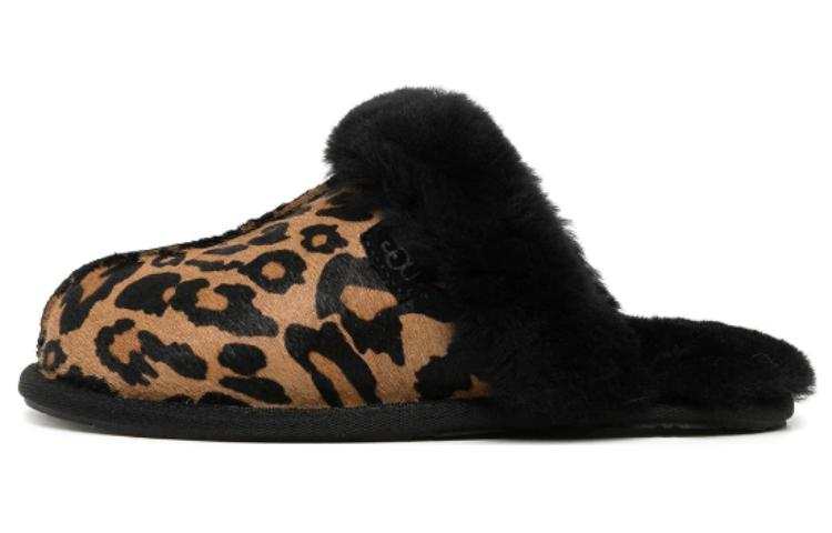 UGG UGG Rubber Sole Quiet Quick Dry Closed Toe Slippers Women's Leopard Print
