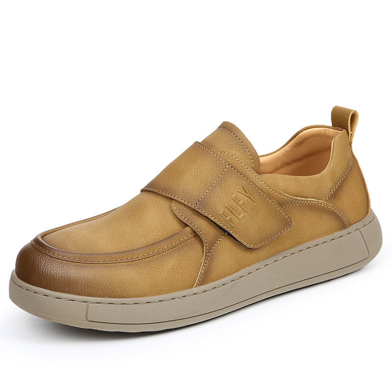 KACHILANG Casual Leather Shoes Men's Low Top Gray/Khaki/Brown/White