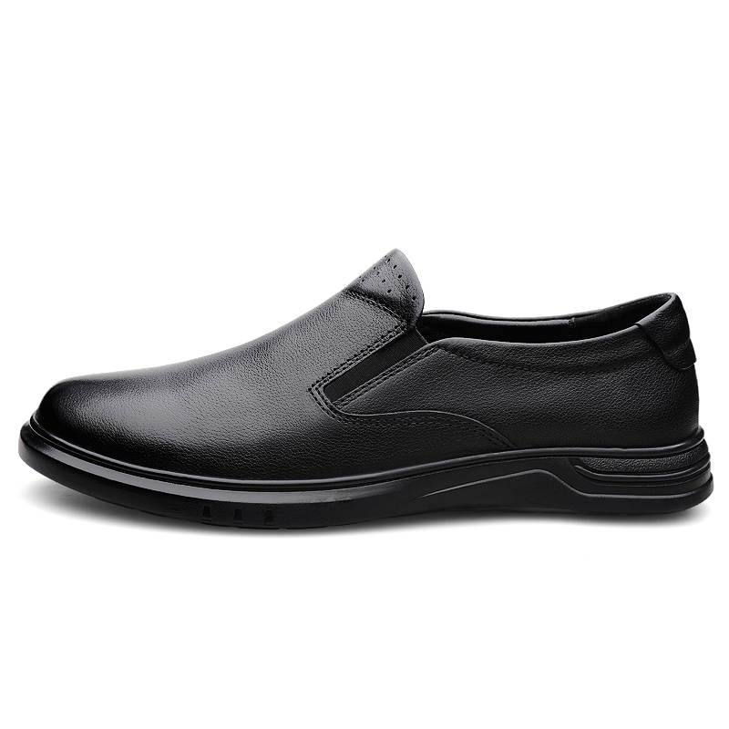 GONGNIULEITING Top Grain Cow Leather Casual Shoes Men's Black