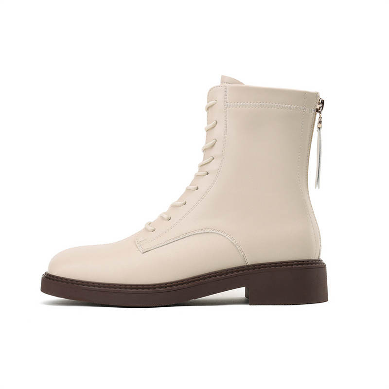 JOSINY JOSINY Leather Short Combat Boots 4cm Women's