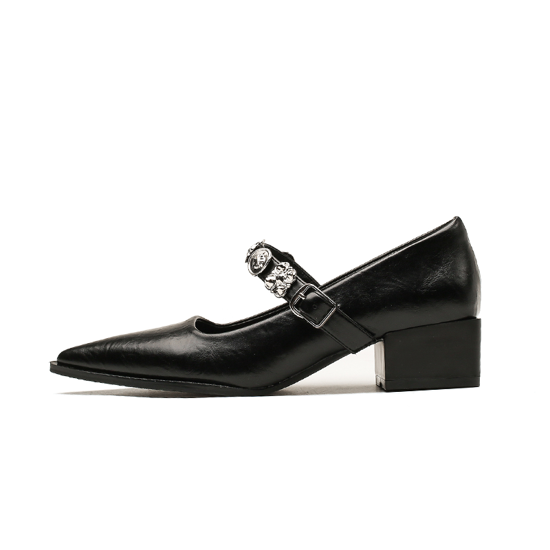 QITUMAUL Pu Block Heel Mary Jane Shoes Women's