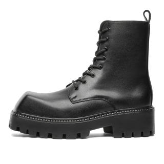 CHILANG Microfiber Leather Crew Combat Boots Men's Black