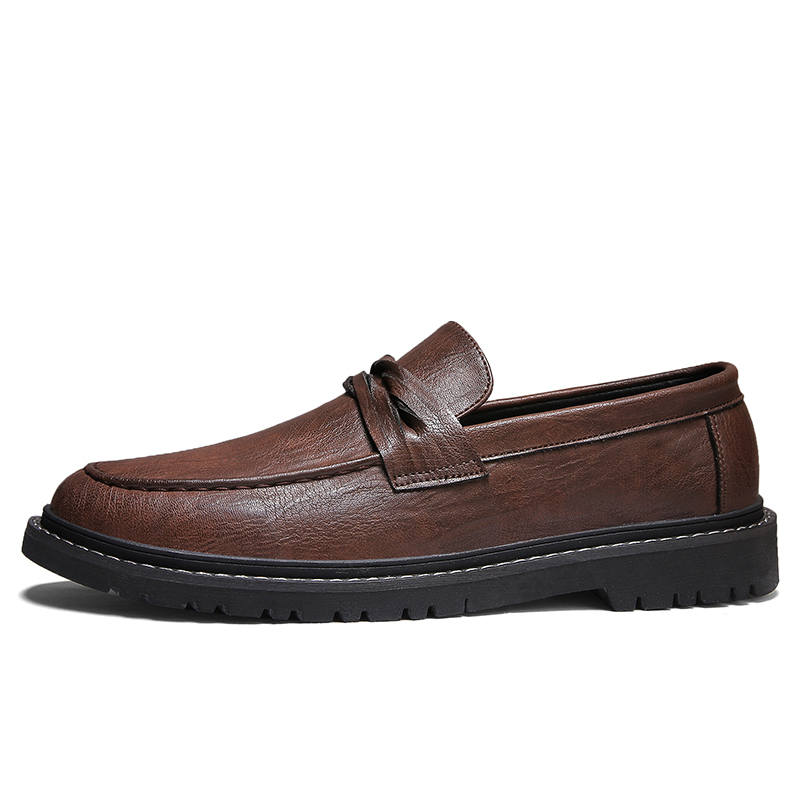 YINGLUNQISHI Cow Split Leather Casual Shoes Men's Brown
