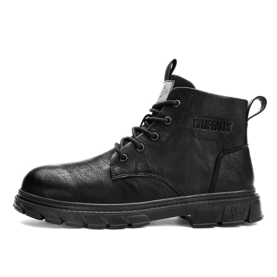 HLA HLA Microfiber Leather Knee High Combat Boots Men's