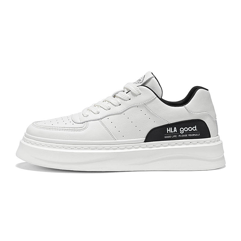 HLA Skateboard Shoes Men's Low Top White Black, White Apricot