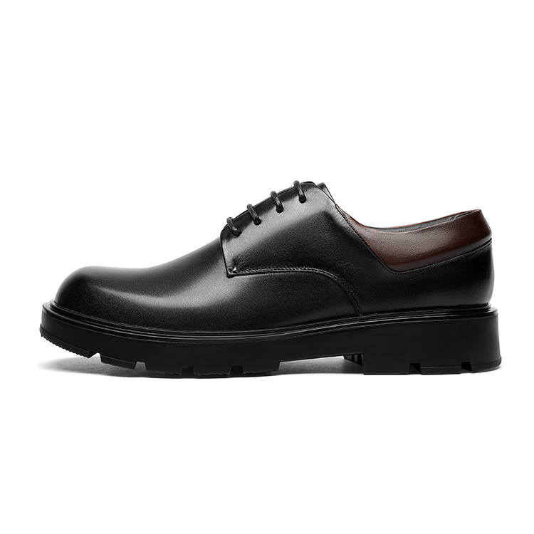 GOLDLION Top Grain Cow Leather Casual Shoes Men's Black
