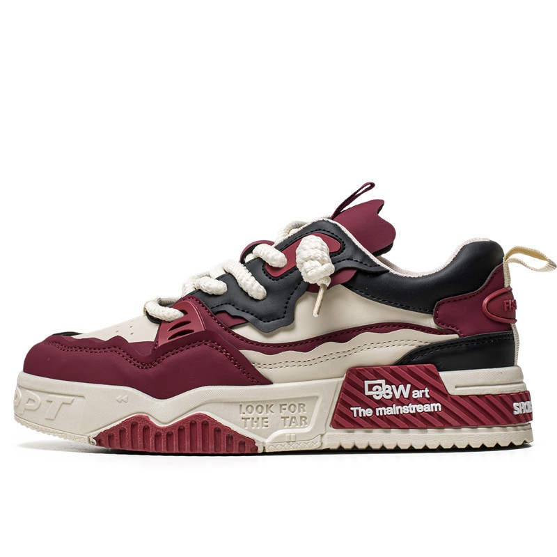 TFKY Pu Slip Resistant Abrasion Resistant Slip Resistant Abrasion Resistant Low top Skateboard Shoes Men's White Red