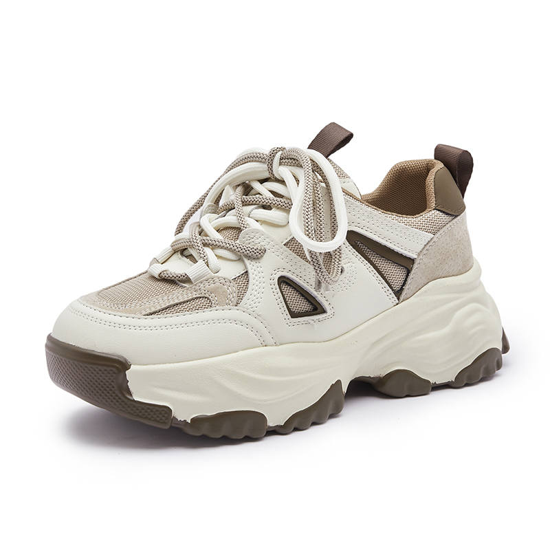 MILANLIANGE Cushioning Height Increasing Abrasion Resistant Low top Chunky Sneakers 6cm Women's