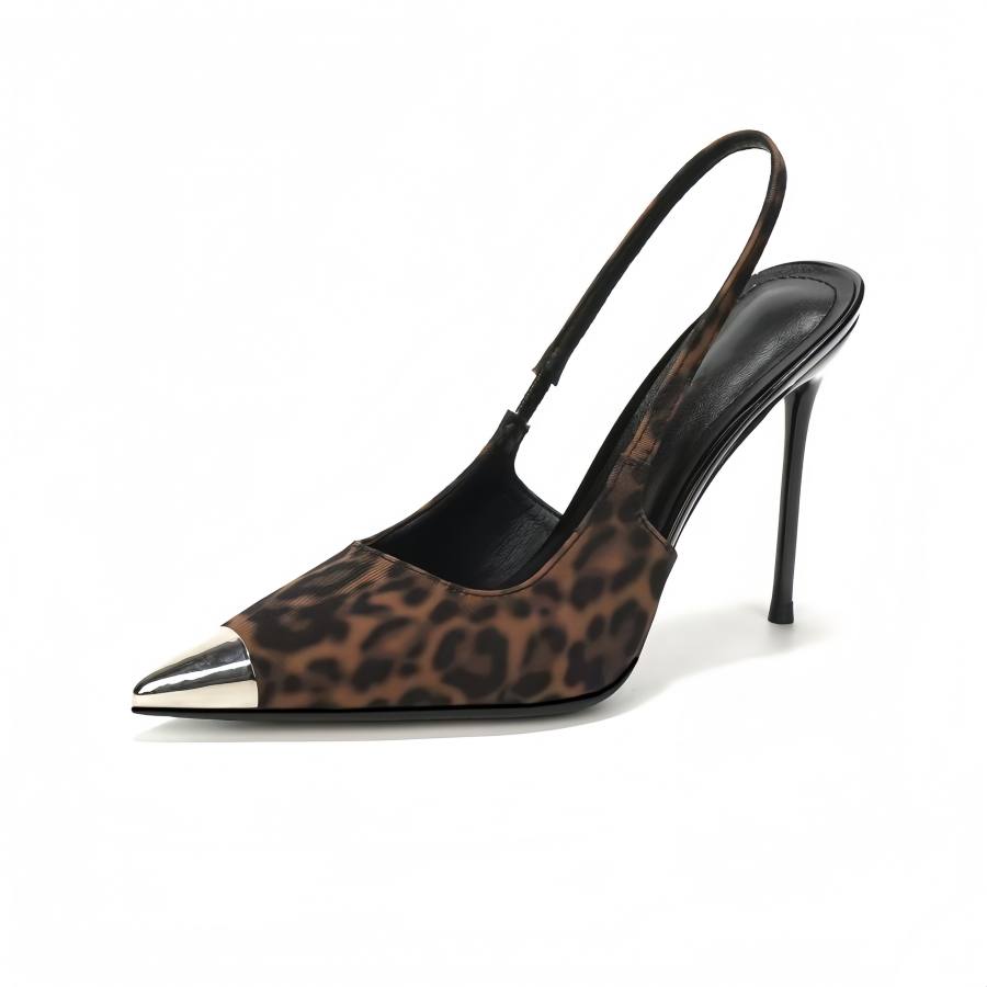ANGEL BOY Slim Heel High Heels Women's Leopard Print Brown
