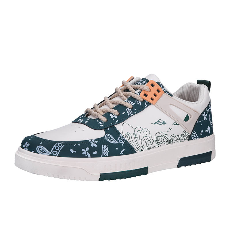 DAOTUSEN Leather Slip Resistant Abrasion Resistant Slip Resistant Abrasion Resistant Low top Skateboard Shoes Men's
