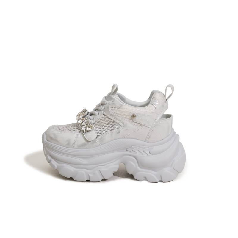 MILANLIANGE Cushioning Slip Resistant Abrasion Resistant Lightweight Breathable Low top Chunky Sneakers Women's