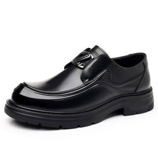 YIMINU Casual Leather Shoes Men's Low Top Black
