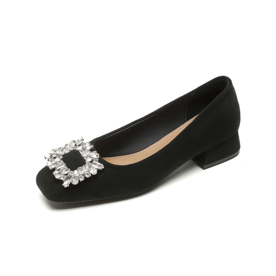QITUMAUL Suede Casual Shoes 3cm Women's Black