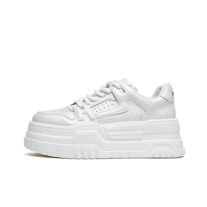 AQUASCUTUM Cow Split Leather Everyday Casual Low top Skateboard Shoes Women's Silver White
